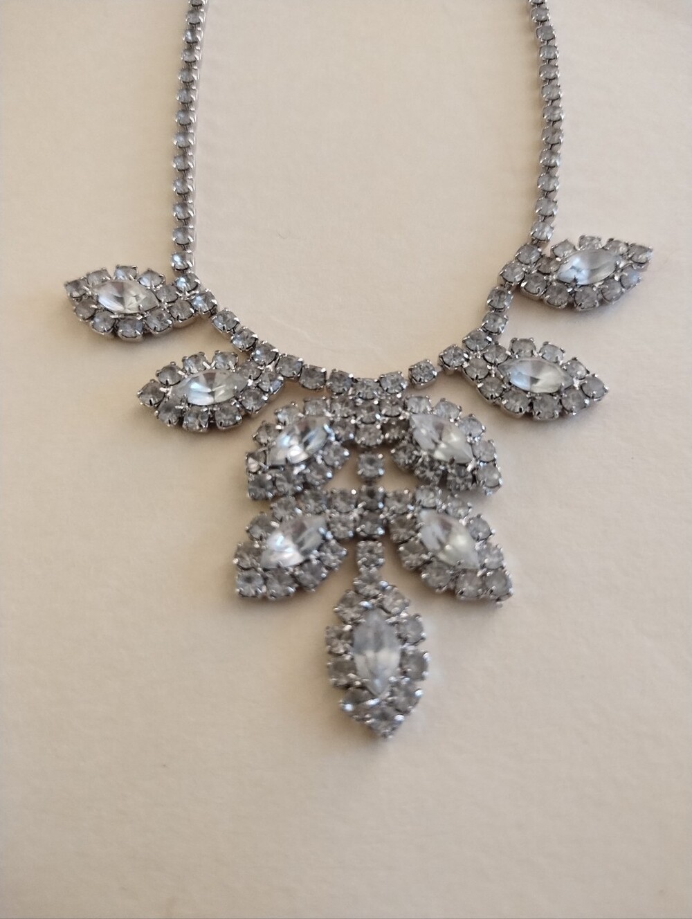 1990s Vintage Rhinestone Necklace Adjustable Length - Evening - Wedding - Prom